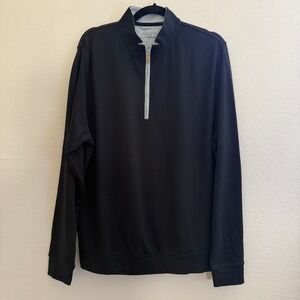 Collars & Co Mens Large Black Quarter Zip Pullover Cotton Modal Blend NWT
